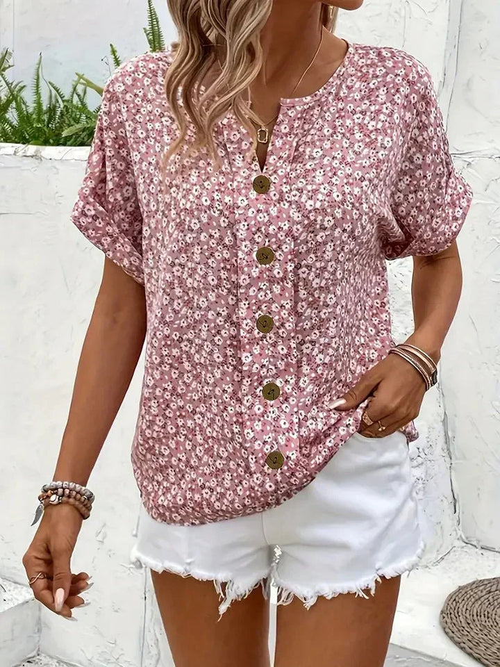 Faye | Ditsy Floral Notch Blouse