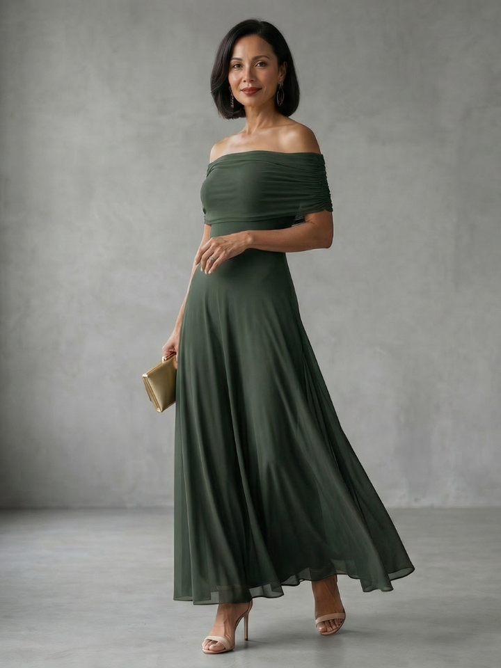 Brenna | Off-Shoulder Draped Evening Dress
