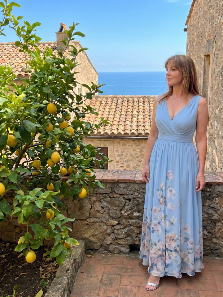 Bethany | Sleeveless Floral Hem Maxi Dress