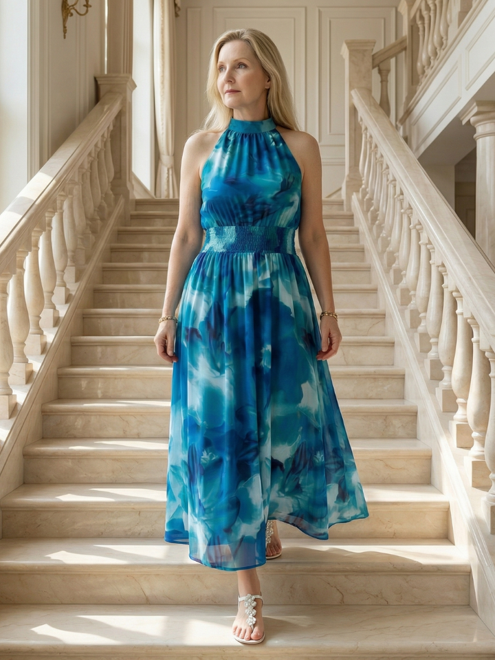 Winifred | Gathered Halter Midi Dress
