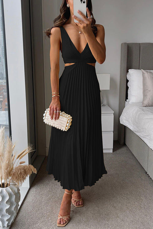 Eliana | Pleated Cutout Maxi Dress