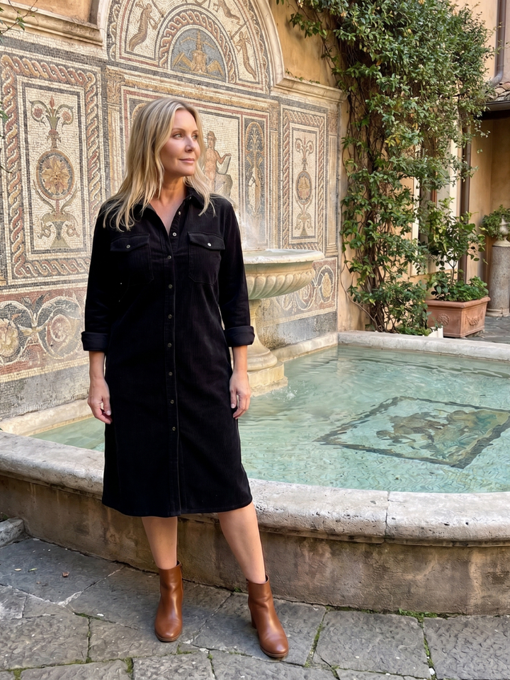 Annabel | Buttoned Ribbed Midi Dress