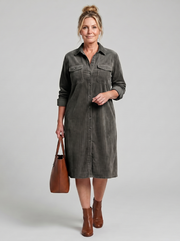 Annabel | Buttoned Ribbed Midi Dress