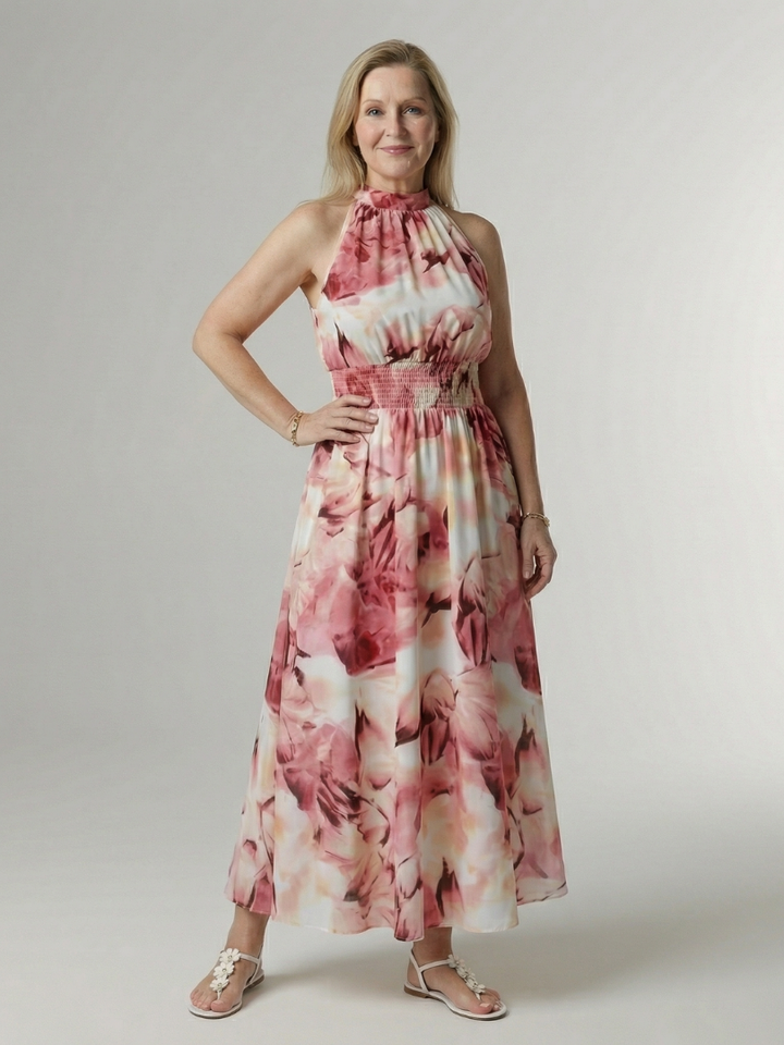 Winifred | Gathered Halter Midi Dress
