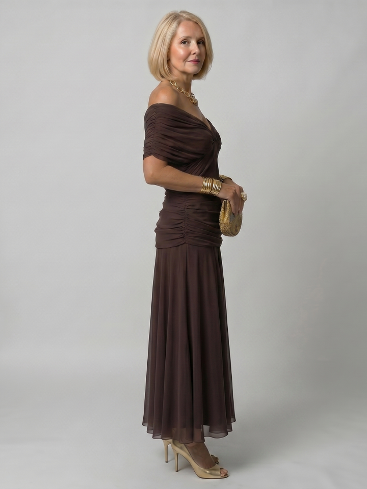 Cassia | Off-Shoulder Flowing Evening Dress