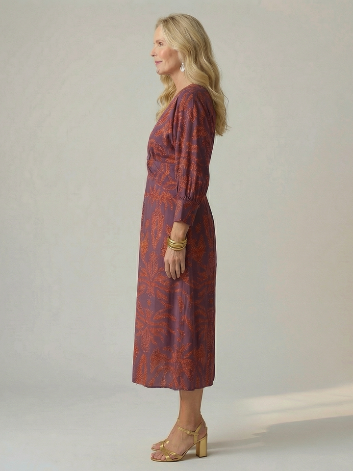 Iris | Twist-Front Wrap Midi Dress