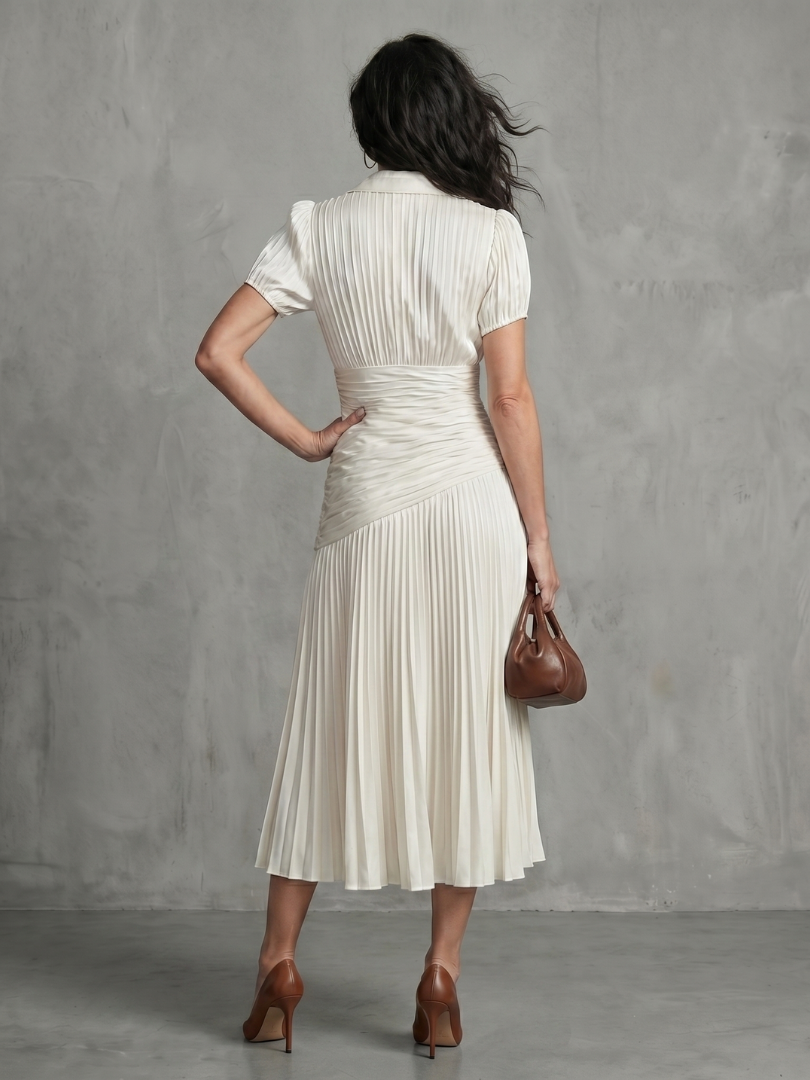 Bianca | Pleated Waist Midi Dress