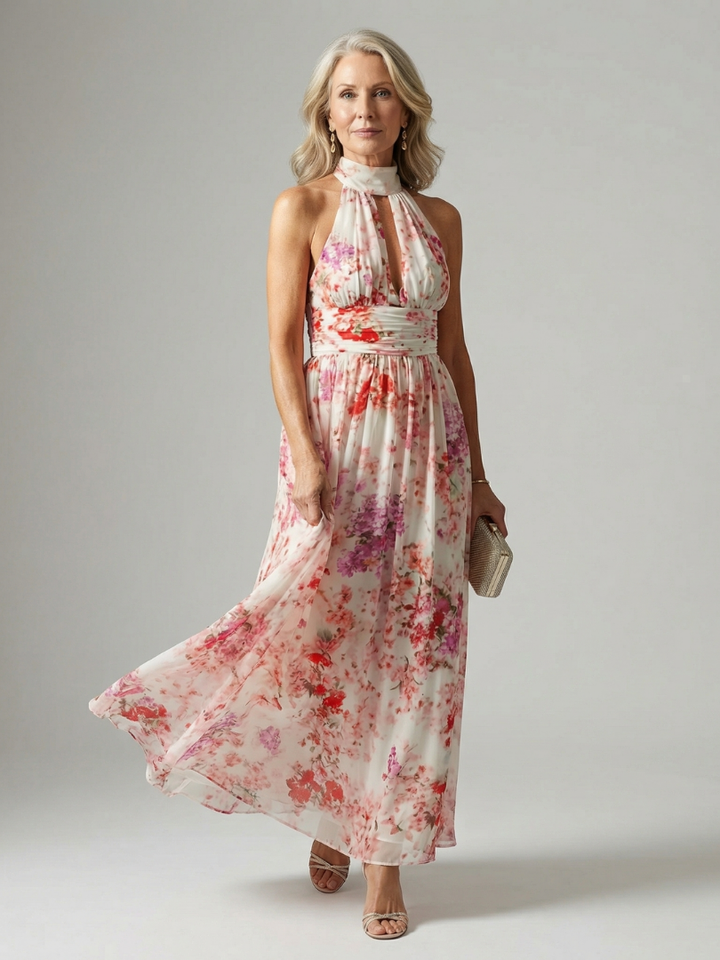 Caroline | Floral Halter Maxi Dress