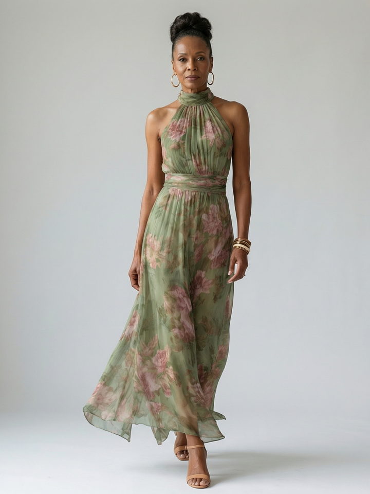 Delaney | Gathered Halter Maxi Dress