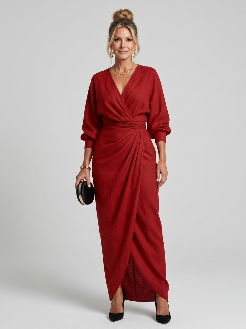 Beverly | Draped Wrap Midi Dress