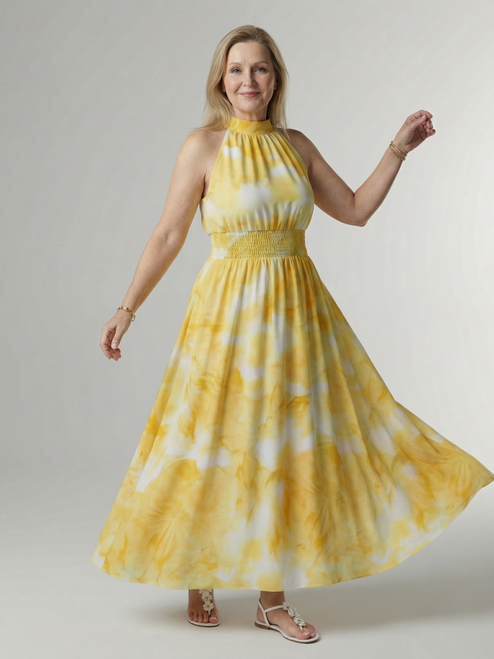 Winifred | Gathered Halter Midi Dress