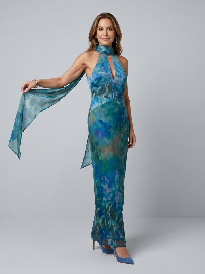 Willa | Keyhole Halter Maxi Dress