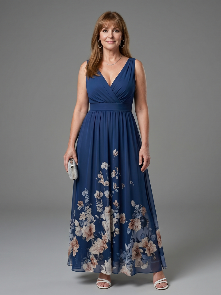 Bethany | Sleeveless Floral Hem Maxi Dress