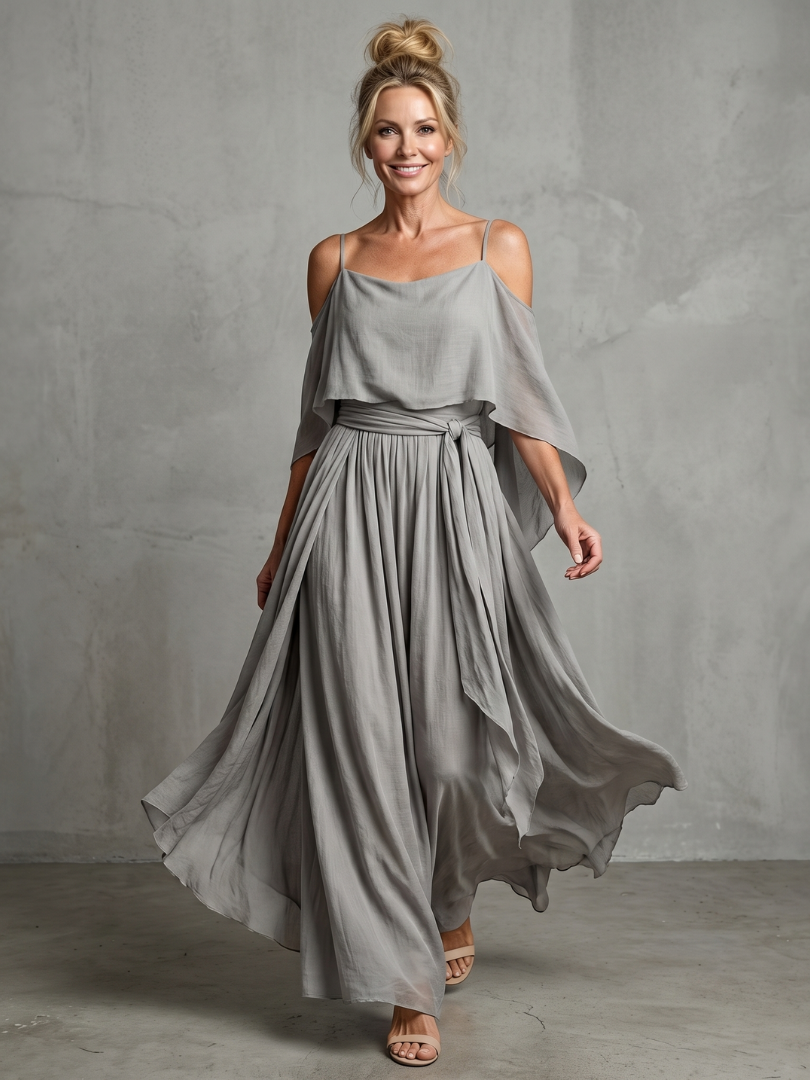Aubrey | Flowing Cold-Shoulder Two-Piece Set