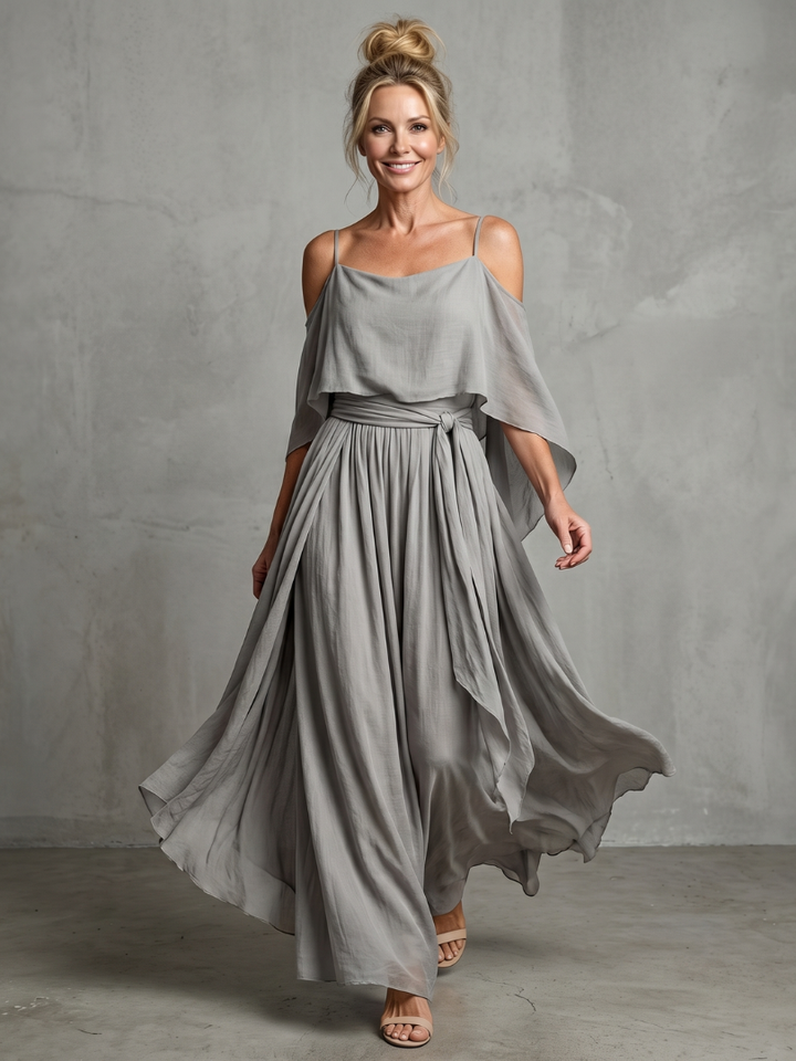Aubrey | Flowing Cold-Shoulder Two-Piece Set