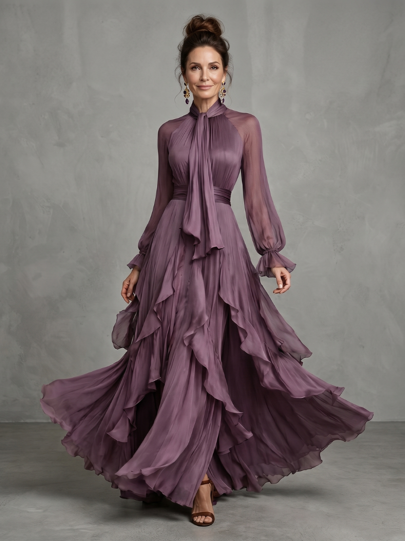 Kathleen | Tie-Neck Tiered Maxi Dress