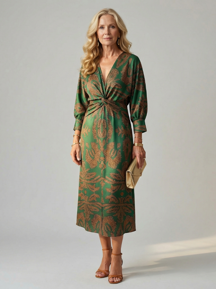 Iris | Twist-Front Wrap Midi Dress