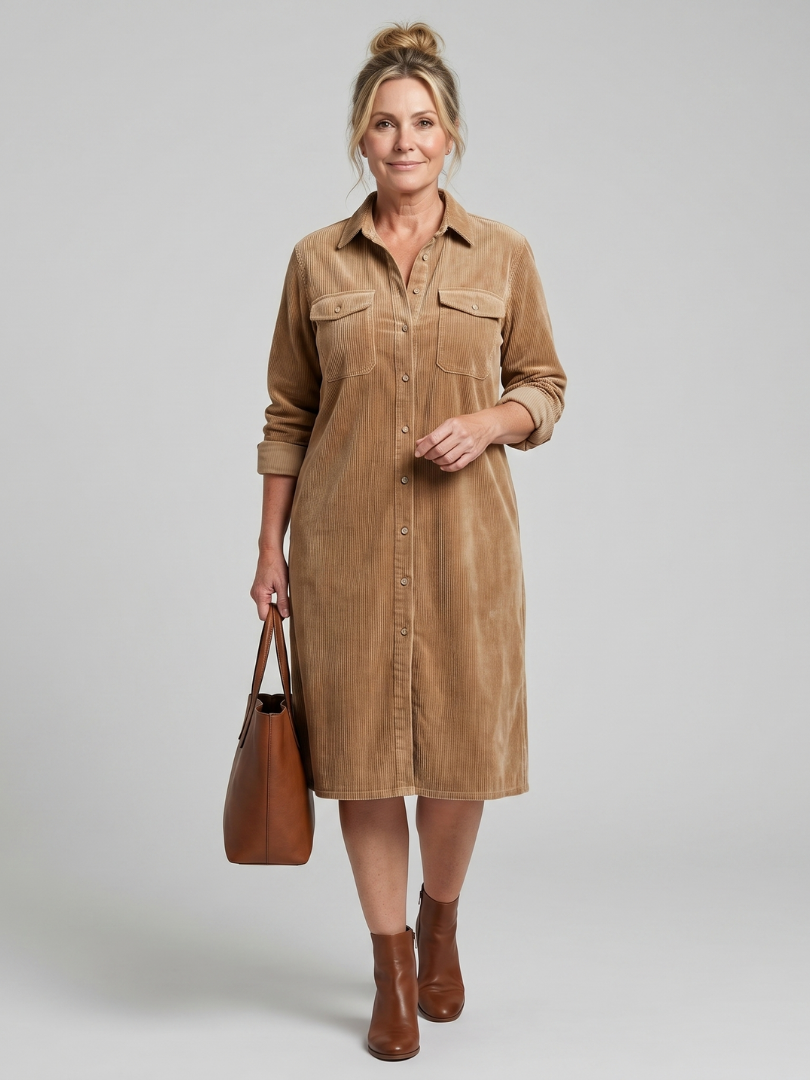 Annabel | Buttoned Ribbed Midi Dress