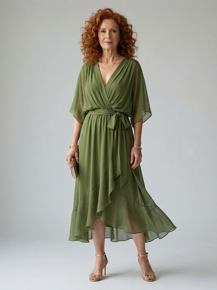 Wilhelmina | Flowing Wrap Midi Dress