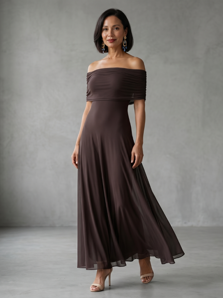 Brenna | Off-Shoulder Draped Evening Dress