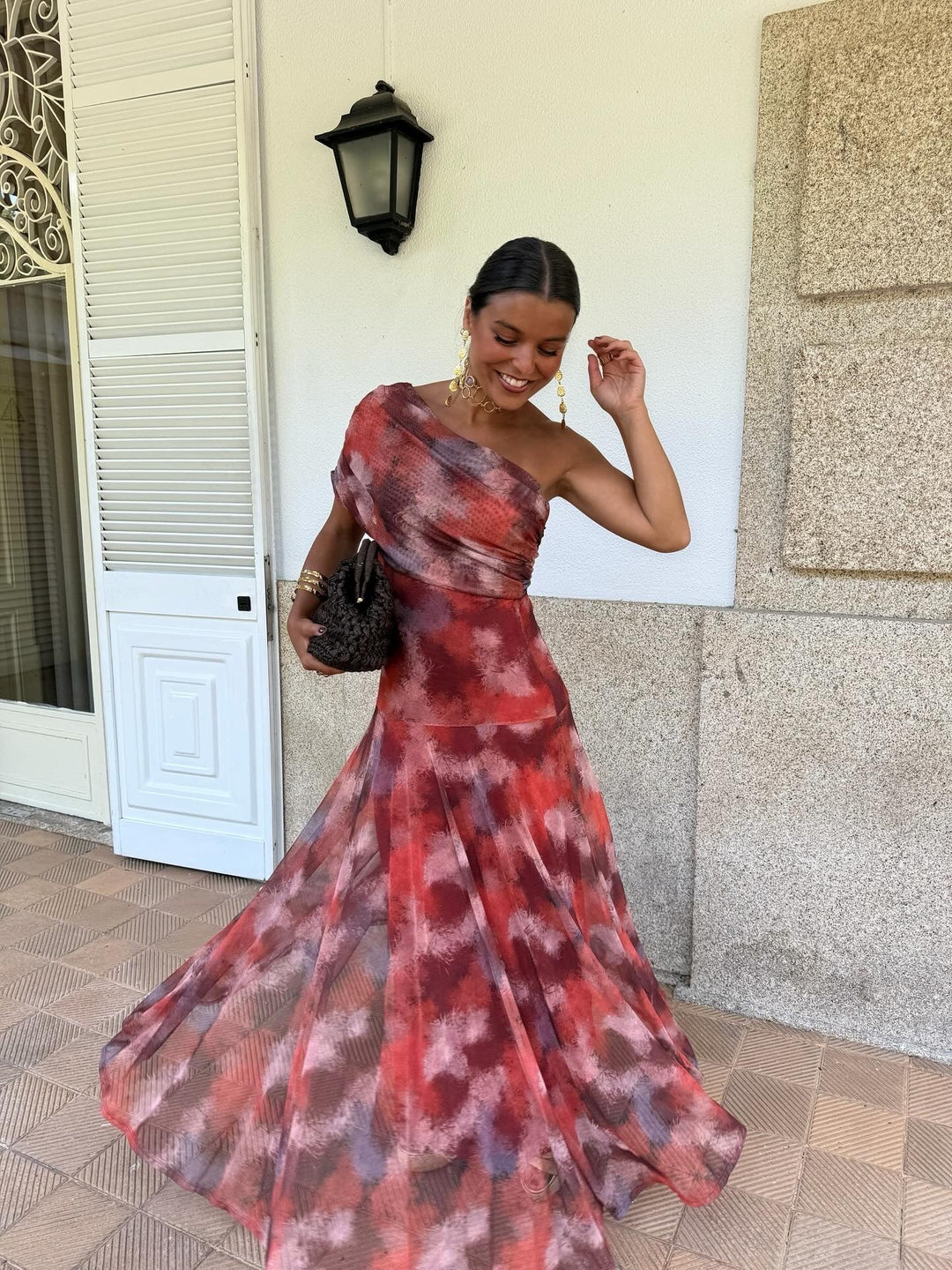Myrna | One-Shoulder Printed Maxi Dress