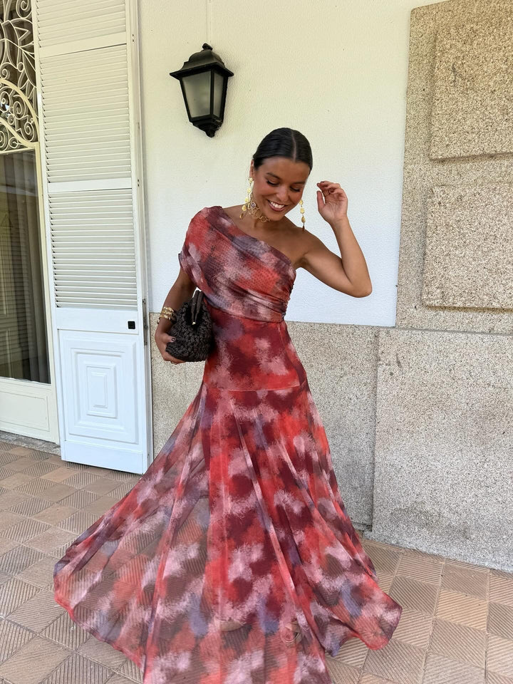 Myrna | One-Shoulder Printed Maxi Dress