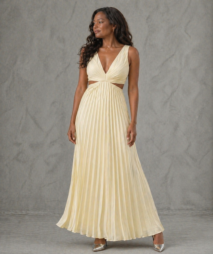 Eliana | Pleated Cutout Maxi Dress