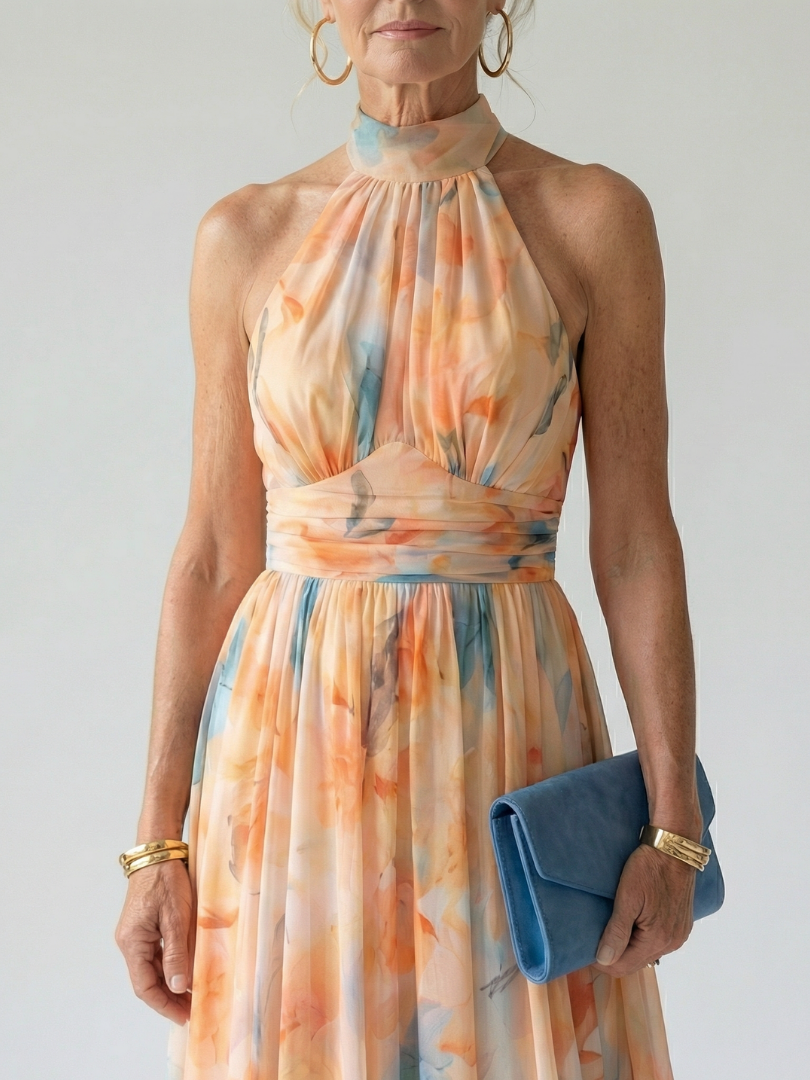 Callista | Flowing Halter Midi Dress