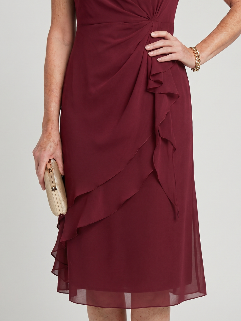 Eira™ | Elegant Midi Dress with Layered Hem & Transparent Sleeves