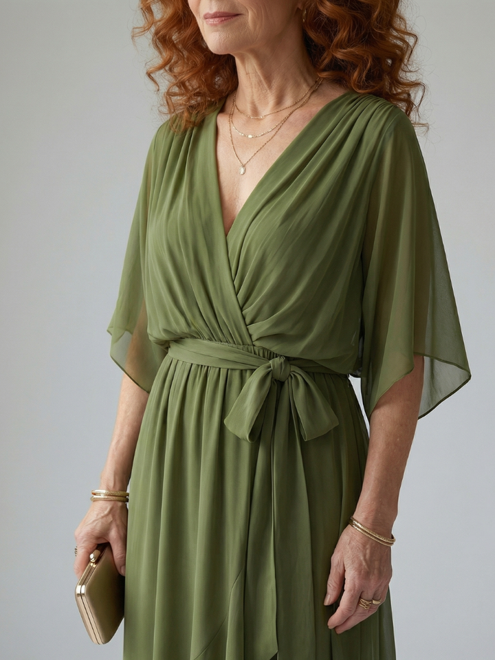 Wilhelmina | Flowing Wrap Midi Dress