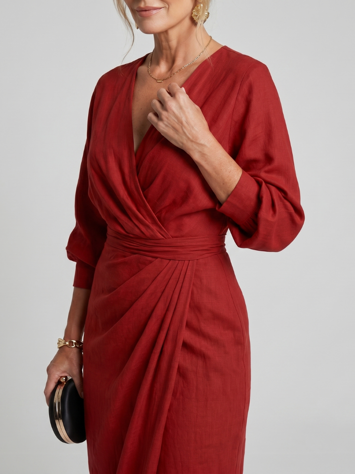 Beverly | Draped Wrap Midi Dress