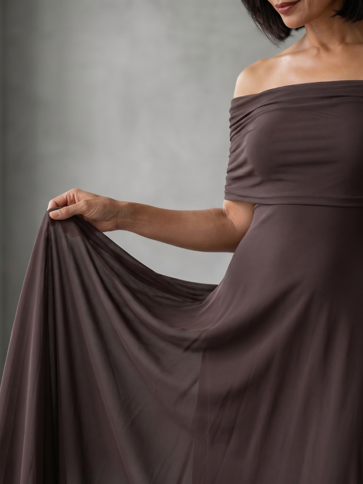 Brenna | Off-Shoulder Draped Evening Dress