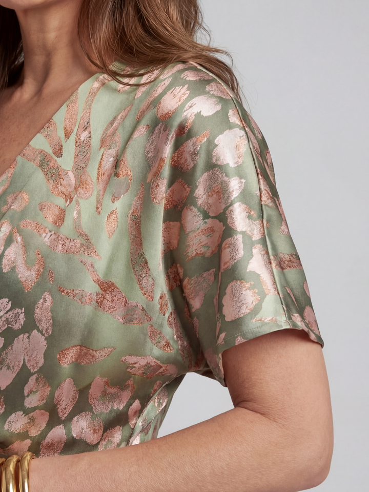 Rhea | Abstract Print Twist-Waist Midi Dress