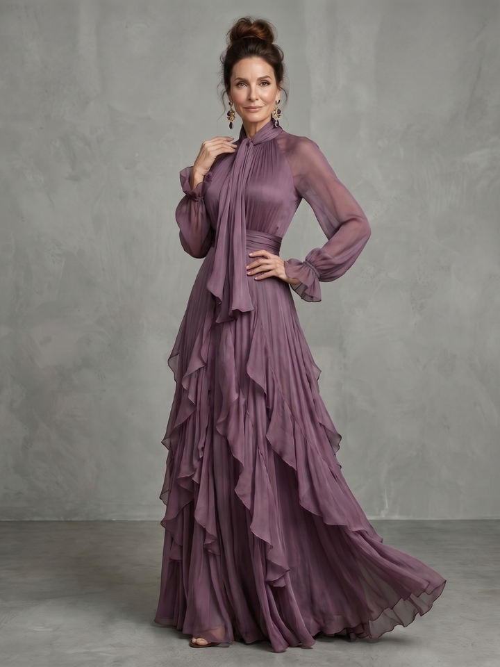 Kathleen | Tie-Neck Tiered Maxi Dress