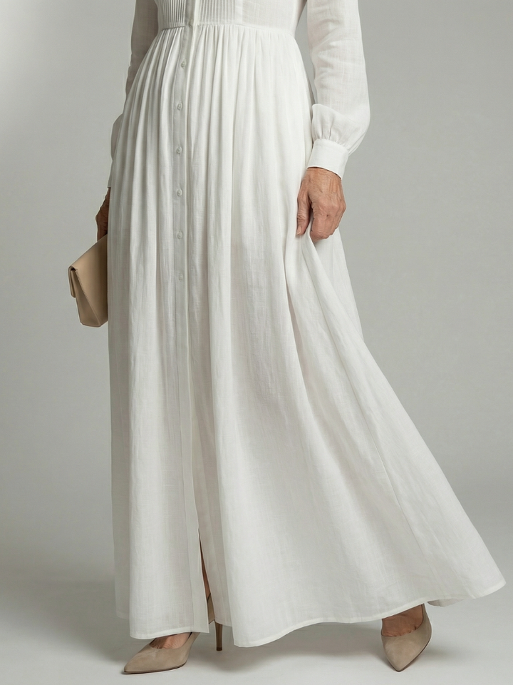 Aurora | Pleated Button-Front Maxi Dress