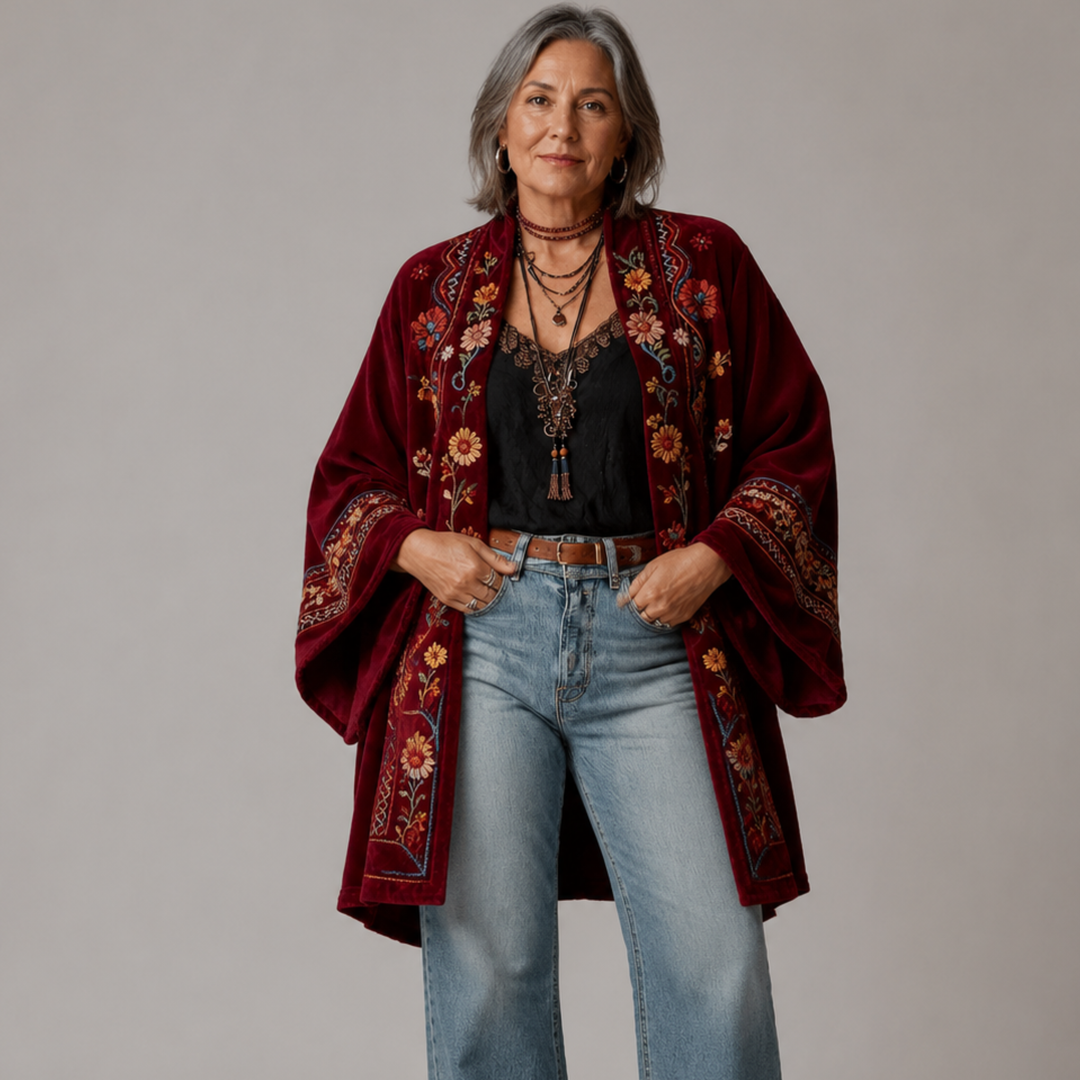 Darcy | Boho Embroidered Kimono Cardigan