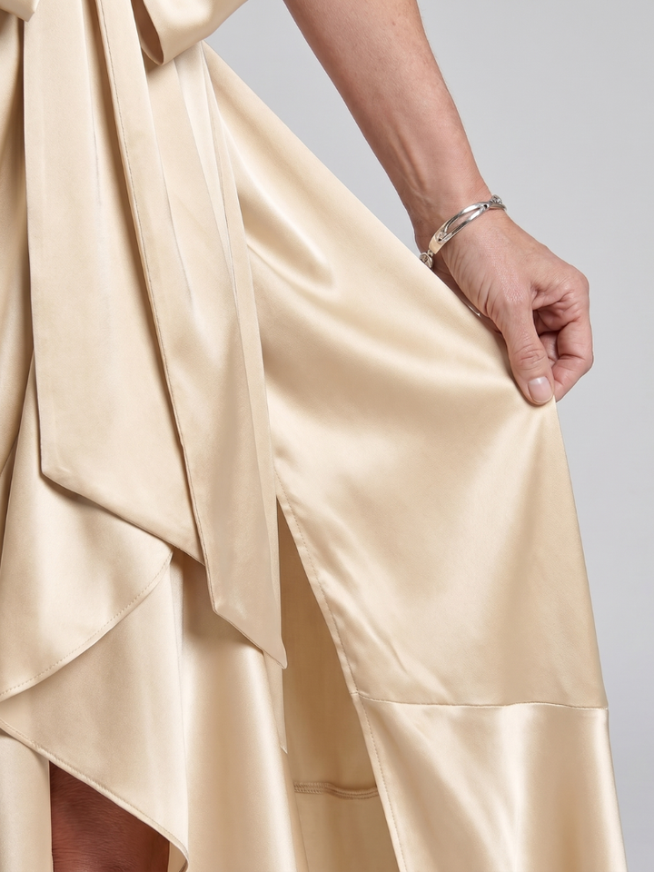 Gloria | Halter Wrap Flowing Evening Dress