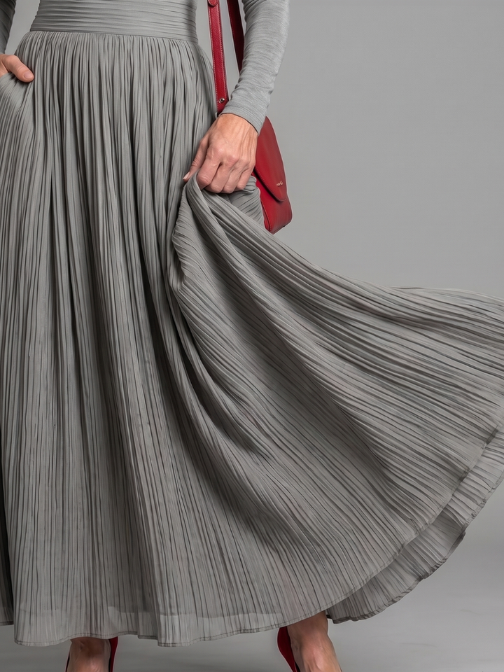 Edith | Flowing Turtleneck Midi Dress