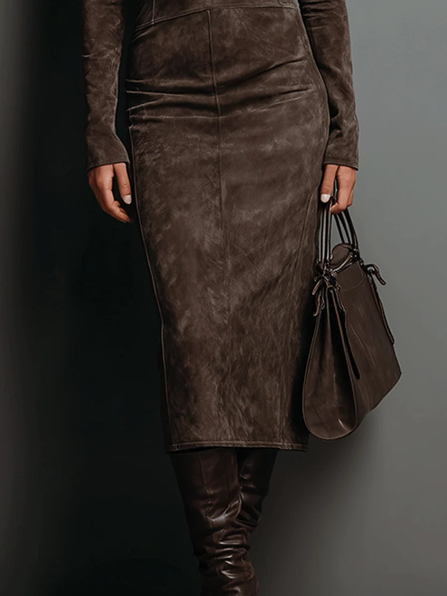 Lorena | Long Midi Dress in Brown