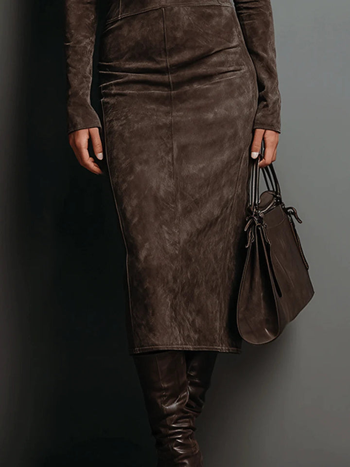 Lorena | Long Midi Dress in Brown