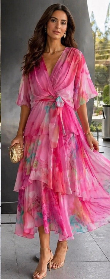Cara | Tiered Flutter-Sleeve Dress