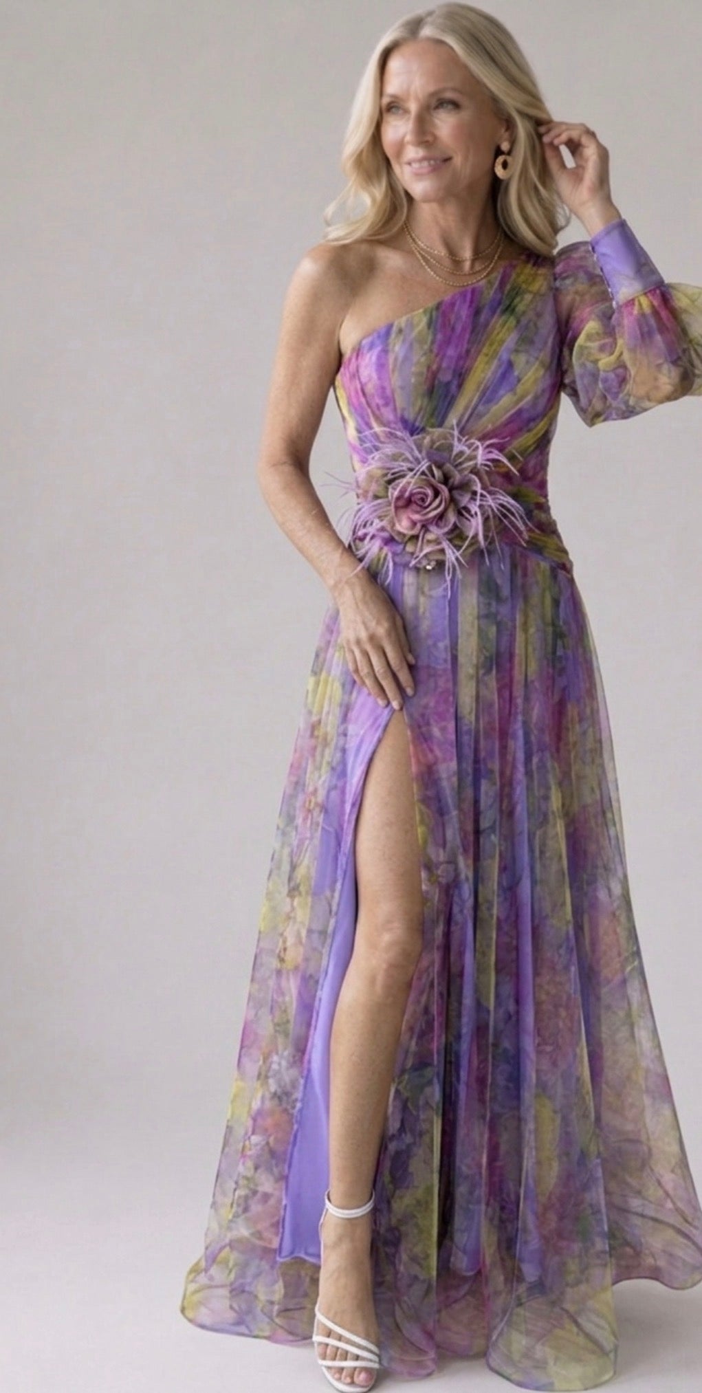 Winona | One-Shoulder Floral Evening Gown