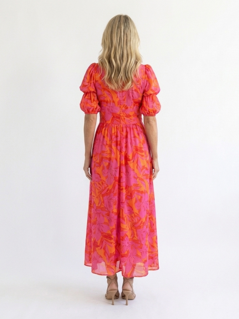 Adalyn | Floral Puff Sleeve Midi Dress