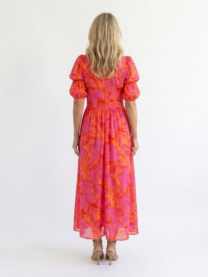 Adalyn | Floral Puff Sleeve Midi Dress