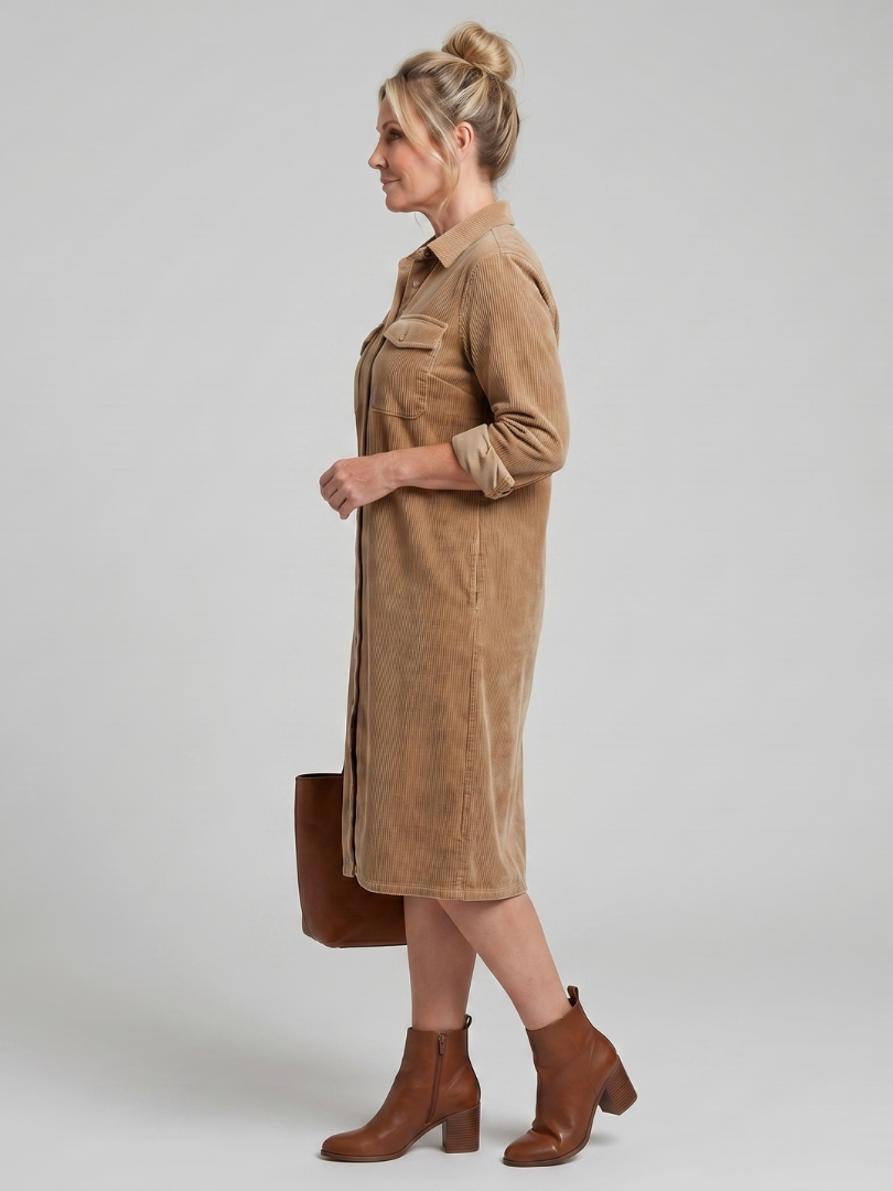 Annabel | Buttoned Ribbed Midi Dress