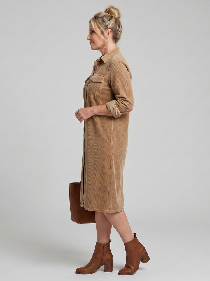 Annabel | Buttoned Ribbed Midi Dress