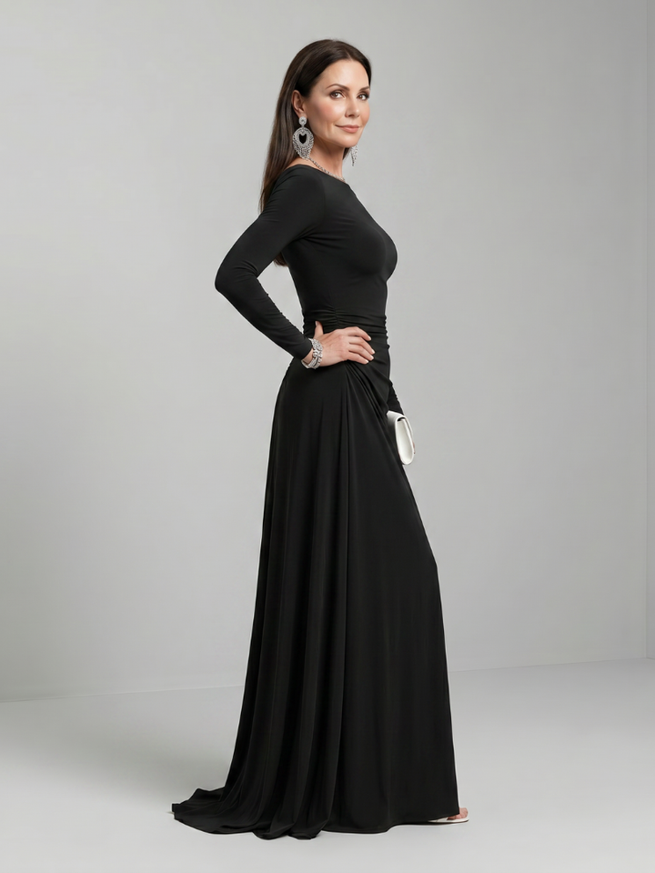 Yvonne | Draped Boat Neck Maxi Dress