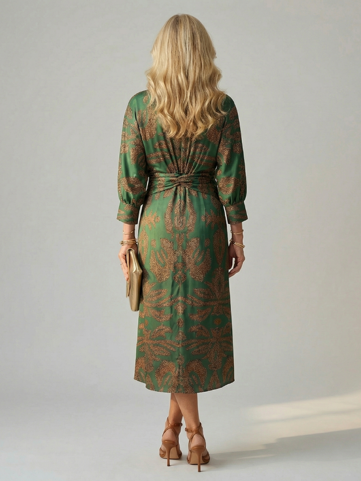 Iris | Twist-Front Wrap Midi Dress