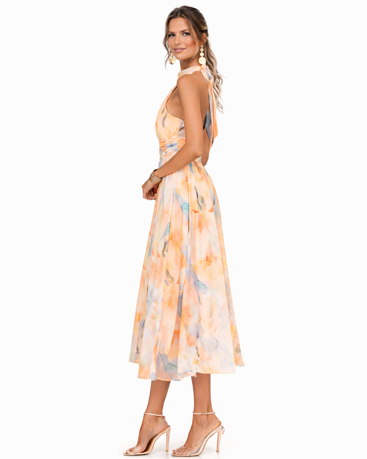 AURORA™ | WATERCOLOR HALTER MAXI DRESS