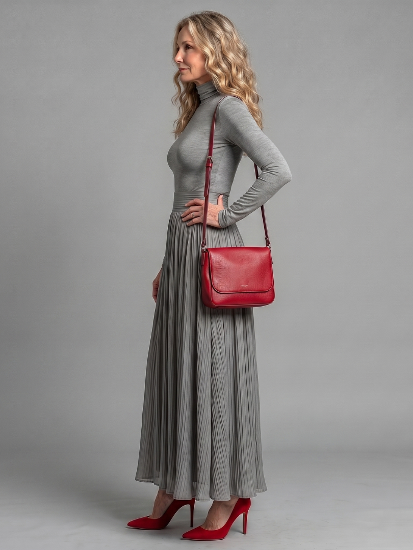 Edith | Flowing Turtleneck Midi Dress